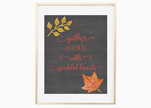 Gather Here with Grateful Hearts Chalkboard Wall Print