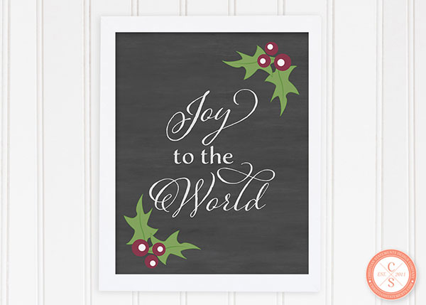 Joy to the World Chalkboard Christmas Wall Print