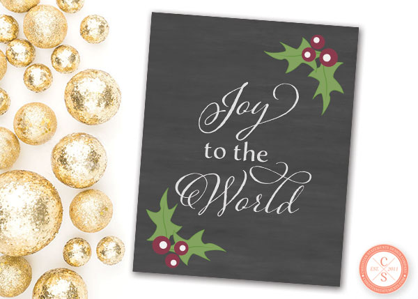 Joy to the World Chalkboard Christmas Wall Print #2