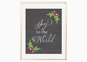 Joy to the World Chalkboard Christmas Wall Print