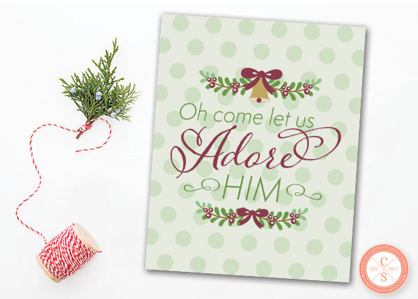 Oh Come Let Us Adore Him Christmas Wall Print #2