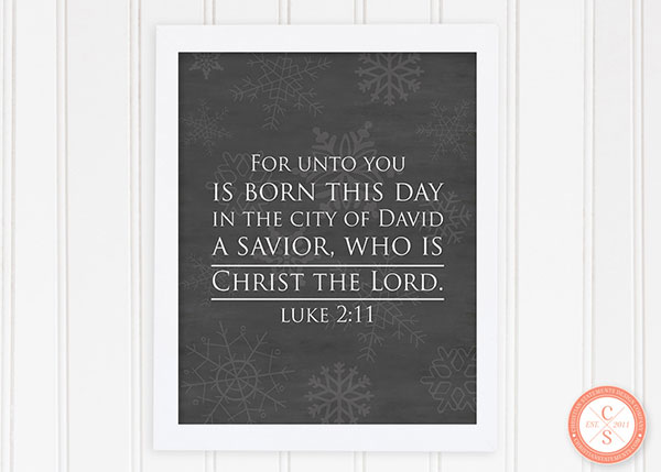 For unto You Is Born Chalkboard Christmas Wall Print - Luke 2:11