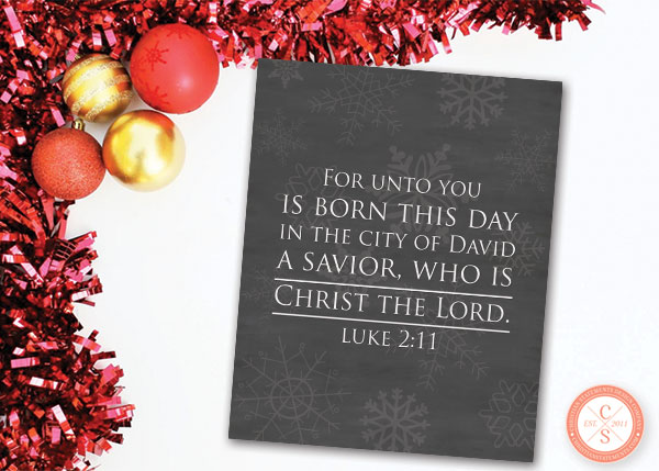 For unto You Is Born Chalkboard Christmas Wall Print - Luke 2:11 #2