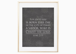For unto You Is Born Chalkboard Christmas Wall Print - Luke 2:11