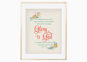 And Suddenly There Was with the Angel Wall Print - Luke 2:13-14