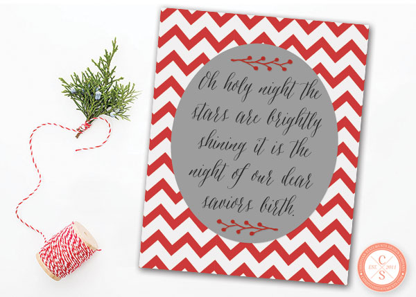 Oh Holy Night Christmas Chevron Wall Print #2