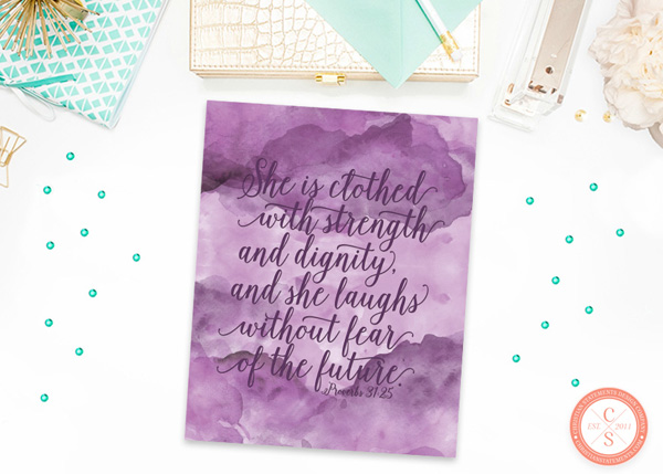 She Is Clothed with Strength and Dignity Wall Print - Proverbs 31:25 #2