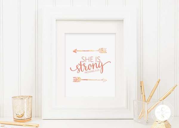 She Is Strong Wall Print - Proverbs 31:25