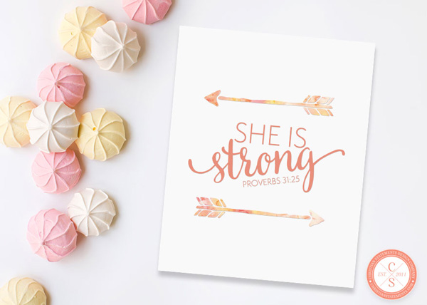 She Is Strong Wall Print - Proverbs 31:25 #2