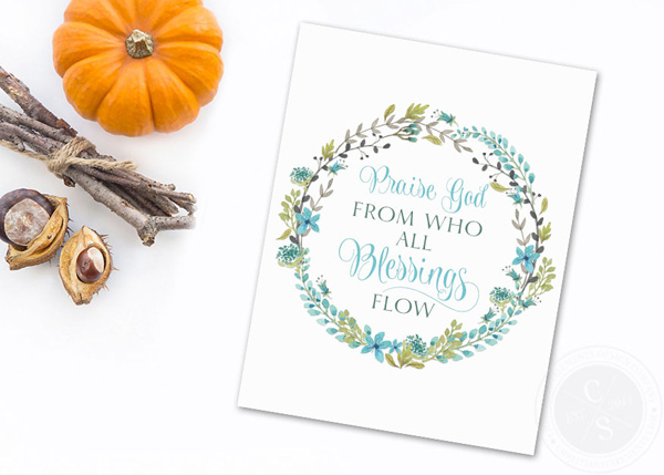 Praise God From Who All Blessings Flow Floral Wall Print #2
