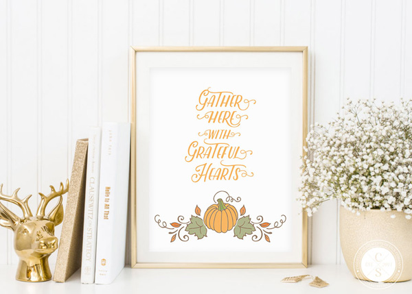 Gather Here With Grateful Hearts Wall Print