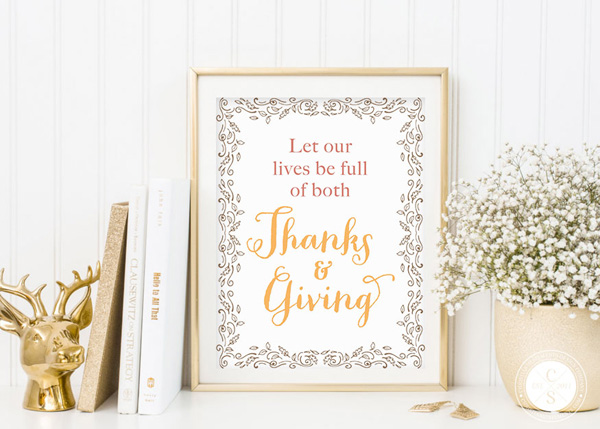 Let Our Lives Be Full Of Both Thanks And Giving Floral Wall Print