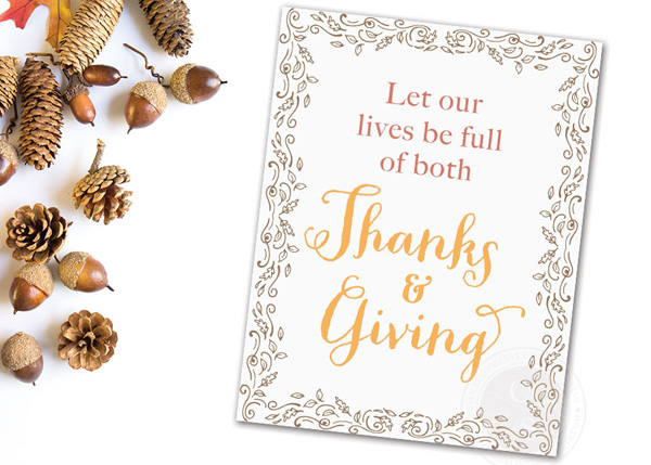 Let Our Lives Be Full Of Both Thanks And Giving Floral Wall Print #2