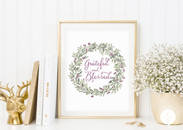 Grateful and Blessed Wall Print