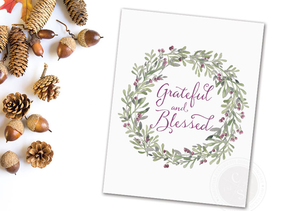 Grateful and Blessed Wall Print #2