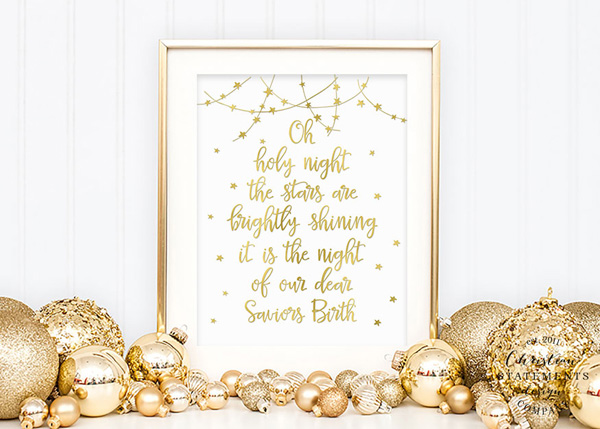 Oh Holy Night The Stars Gold Foil Print