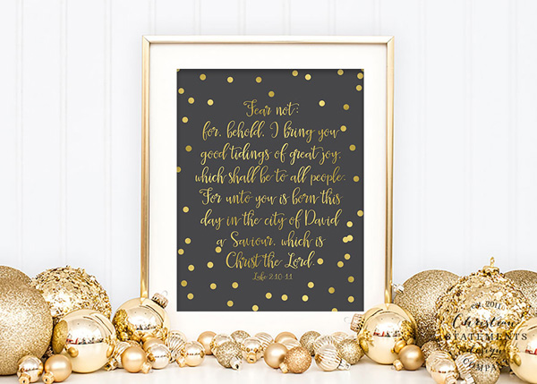 Fear Not: For, Behold, I Bring You Gold Foil Print - Luke 2:10-11
