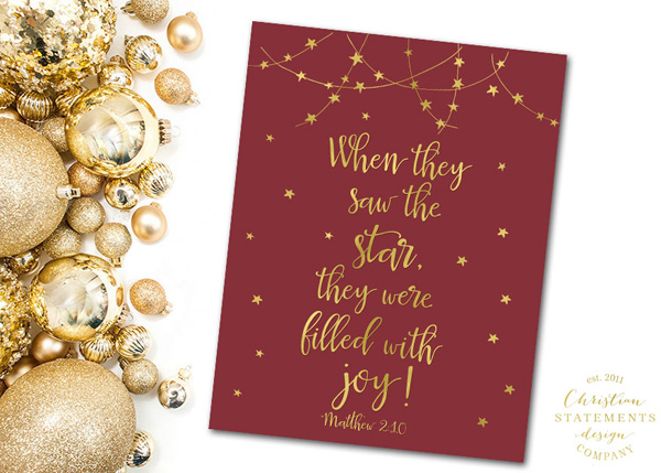 When They Saw The Star Gold Foil Print - Matthew 2:10 #2