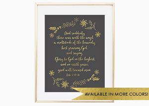 And Suddenly There Was With The Angel Gold Foil Print - Luke 2:13-14