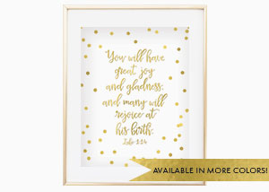 You Will Have Great Joy Gold Foil Wall Print Luke - 1:14