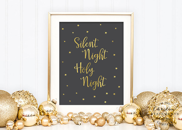 Silent Night Holy Night Gold Foil Wall Print