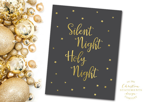 Silent Night Holy Night Gold Foil Wall Print #2