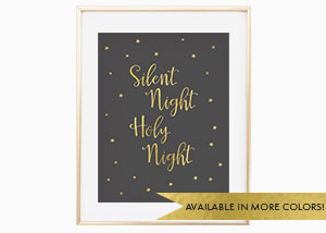 Silent Night Holy Night Gold Foil Wall Print